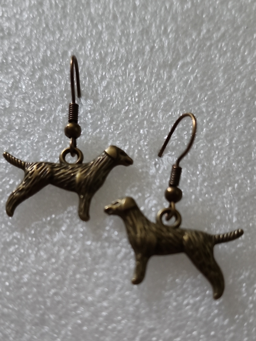 Hand Crafted Antique Brass Tone Dog Silhouette Earrings